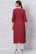 Maroon LIVA Straight Kurta image number 4